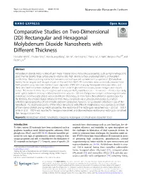 Rectangular and Hexagonal Molybdenum Dioxide Nanosheets