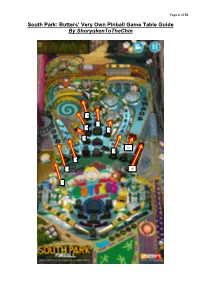 South Park Butters' Very Own Pinball Game Guide By