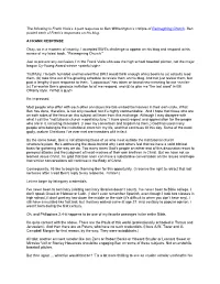 The Following Is Frank Viola's 3-Part Response to Ben Witherington's