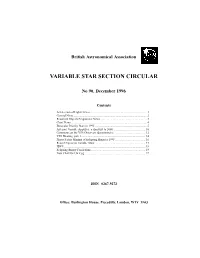 Variable Star Section Circular