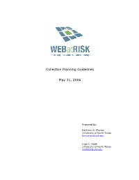 Web at Risk: Collection Planning Guidelines