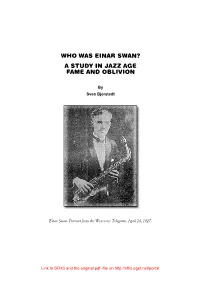 Who Was Einar Swan? a Study in Jazz Age Fame and Oblivion