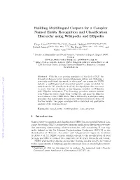 Building Multilingual Corpora for a Complex Named Entity Recognition and Classiﬁcation Hierarchy Using Wikipedia and Dbpedia