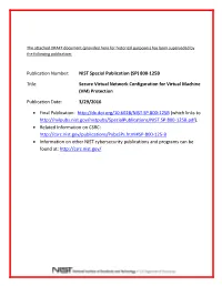 Draft NIST SP 800-125B, Secure Virtual Network Configuration for Virtual Machine