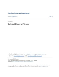 Index of Personal Names