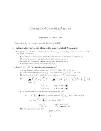 Moments and Generating Functions
