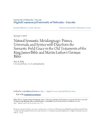 Natural Semantic Metalanguage: Primes, Universals, and Syntax with Data from the Semantic Field Grace in the Old Testaments of T