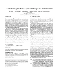 Secure Coding Practices in Java: Challenges and Vulnerabilities