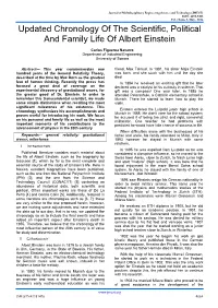 Updated Chronology of Life of Albert Einstein