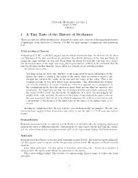 1 a Tiny Taste of the History of Mechanics