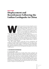 Displacement and Resettlement Following the Ludian Earthquake in China