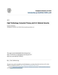 High Technology, Consumer Privacy, and U.S. National Security