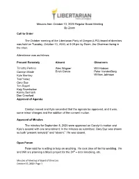 Minutes from October 13, 2020 Regular Board Meeting by Zoom