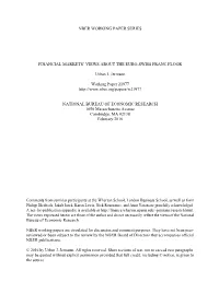 Nber Working Paper Series Financial Markets' Views
