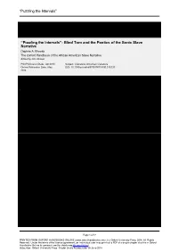 Puzzling the Intervals: Blind Tom and the Poetics of The