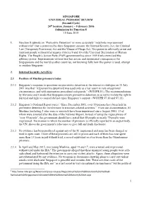 SINGAPORE UNIVERSAL PERIODIC REVIEW (Second Cycle) 24Th Session, January – February 2016 Submission by Function 8 15 June 2015