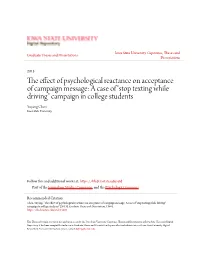 The Effect of Psychological Reactance on Acceptance of Campaign Message