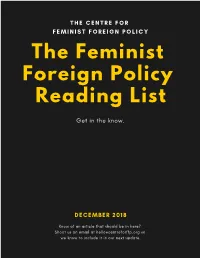 The Feminist Foreign Policy Reading List Achilleos-Sarll, Columba
