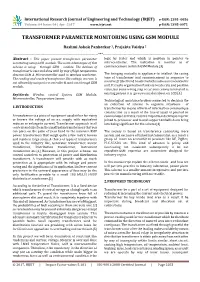 Transformer Parameter Monitoring Using Gsm Module