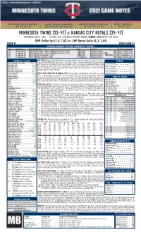 Twins Notes, 7-3 at KC