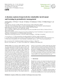 A Decision Analysis Framework for Stakeholder Involvement and Learning in Groundwater Management