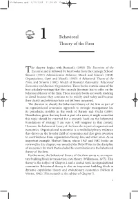 Behavioral Theory of the Firm