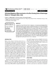 GIS-Aided Mapping of Macronutrients in the Rice Growing Soils of Karimnagar District in Telangana State, India