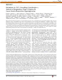 Mutations in CYC1, Encoding Cytochrome C1 Subunit Of