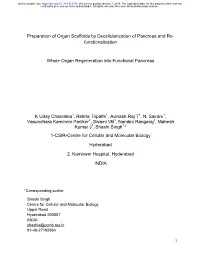Preparation of Organ Scaffolds by Decellularization of Pancreas and Re-Functionalization