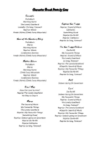 Character Break Down by Song