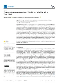 Fluoroquinolones-Associated Disability: It Is Not All in Your Head