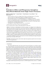 Formation of Micro and Mesoporous Amorphous Silica-Based Materials from Single Source Precursors
