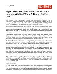 High Times Sells out Initial THC Product Launch with Red White & Bloom on First Day