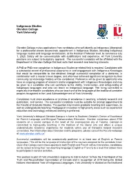 Indigenous Studies Glendon College York University