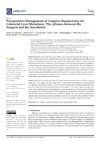 Perioperative Management of Complex Hepatectomy for Colorectal Liver Metastases: the Alliance Between the Surgeon and the Anesthetist