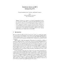 Statistical Attack on RC4 Distinguishing WPA