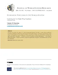 Symposium: Populisms in the World-System 294