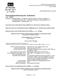 Toxicological Summary for Isobutanol (PDF)