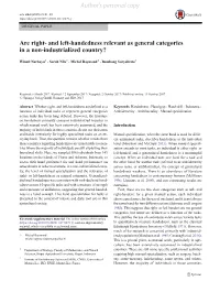 Are Right- and Left-Handedness Relevant As General Categories in a Non-Industrialized Country?