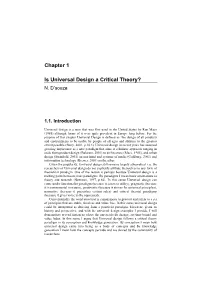 Chapter 1 Is Universal Design a Critical Theory?