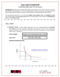 GAS LAWS OVERVIEW Created By: Julio Cesar Torres Orozco