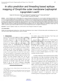 In Silico Prediction and Threading Based Epitope Mapping of Ompa-Like Outer Membrane Leptospiral Lipoprotein Loa22