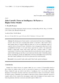 John Carroll's Views on Intelligence: Bi-Factor Vs. Higher-Order Models