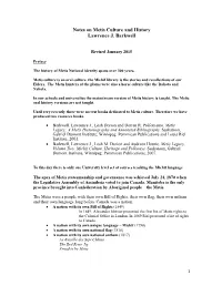 Notes on Metis Culture and History Lawrence J. Barkwell