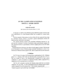On the Classification of Kleinian Groups: I&#X2014;Koebe Groups
