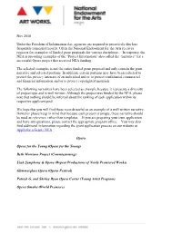 Opera Project That Received NEA Funding