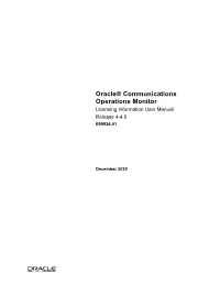 Oracle Communications Operations Monitor Licensing Information User Manual Licensing Information