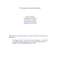 The Analysis of Social Networks
