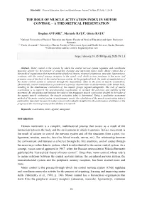 The Role of Muscle Activation Index in Motor Control – a Theoretical Presentation