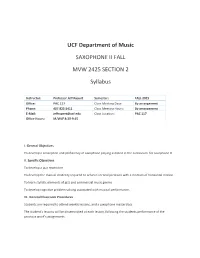 UCF Department of Music SAXOPHONE II FALL MVW 2425 SECTION 2 Syllabus